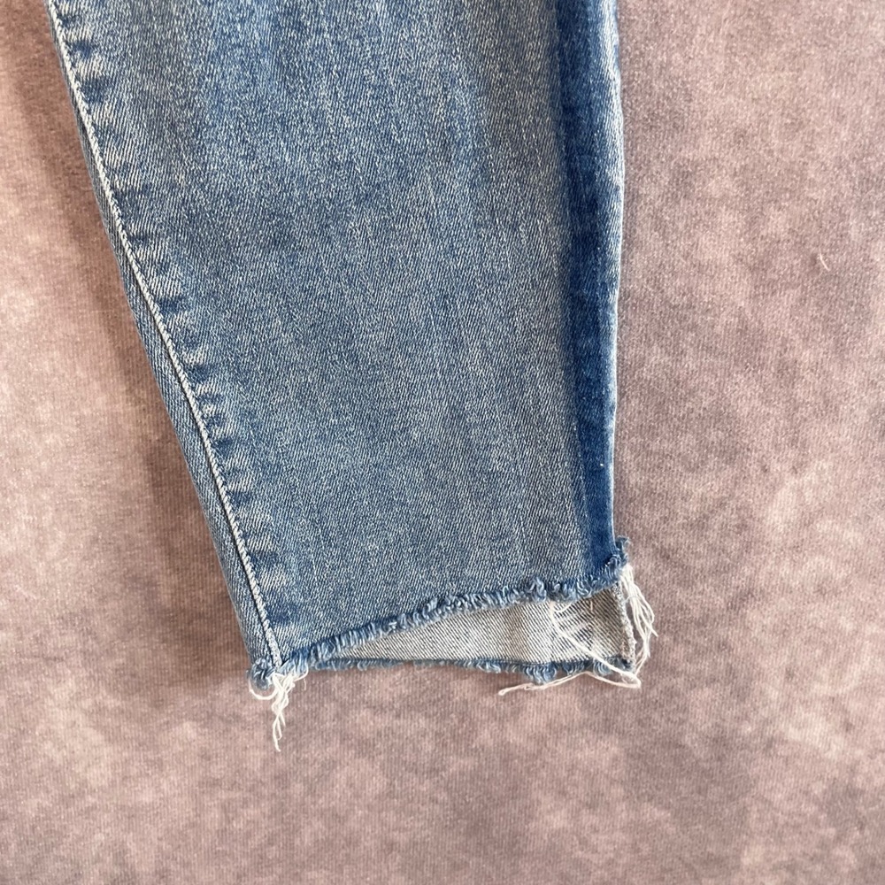 MOTHER Stunner Zip Ankle Step Fray Jeans Womens 27 Blue Light Kitty Racer Stripe - Picture 3 of 12